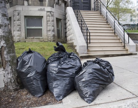 Recycling bins and materials in Barbican